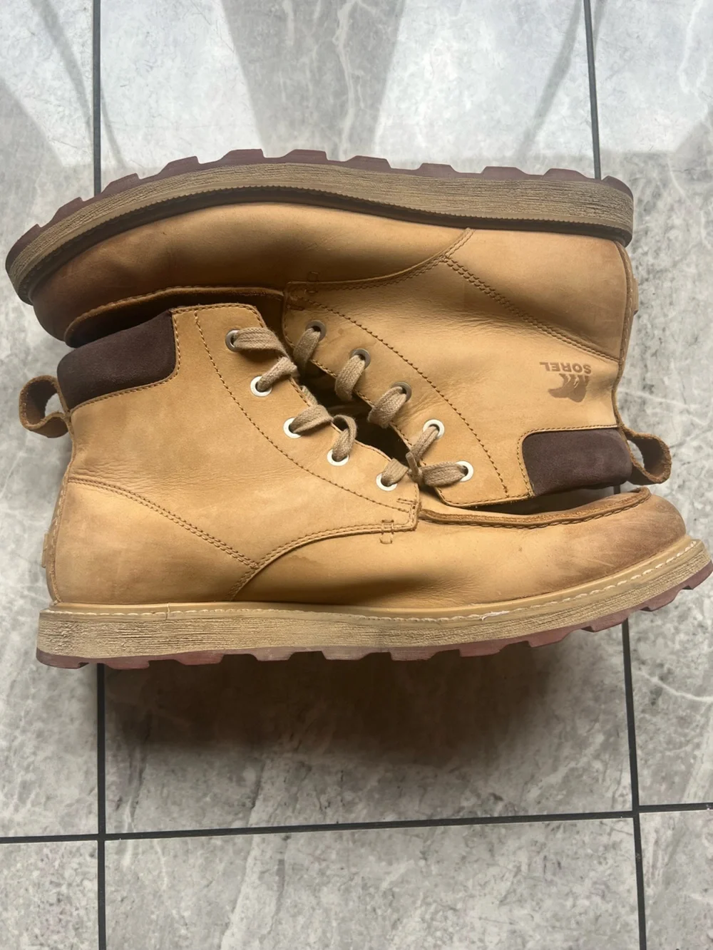 Sorel Madson Moc Toe Waterproof Boots Men's Size 11.5 Buff Brown NM2290-281 Work